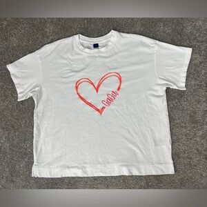 Old Navy Graphic T-shirt Red "Gaga" Love Heart White Size M Casual #E